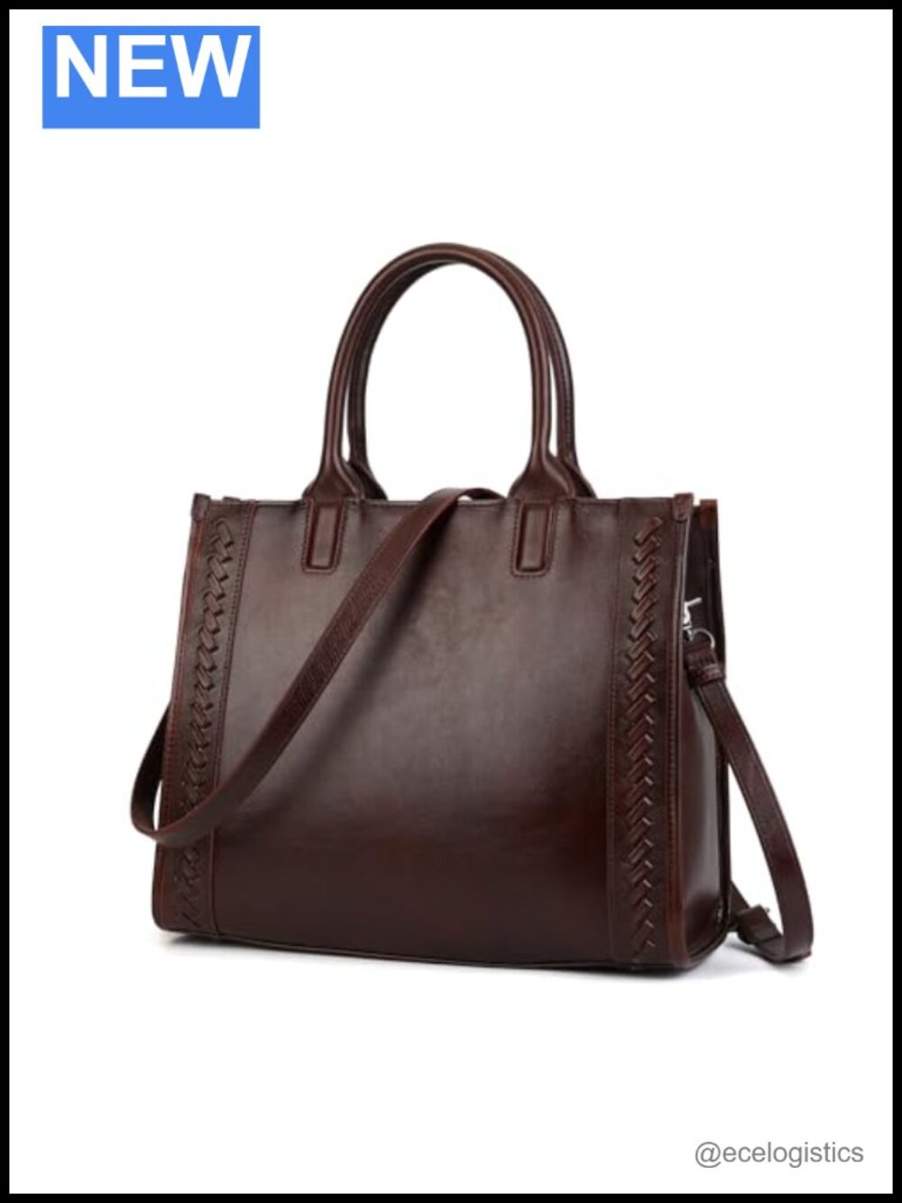 Genuine Leather Tote Bag for Women Work Travel Top Handle Crossbody Handbag